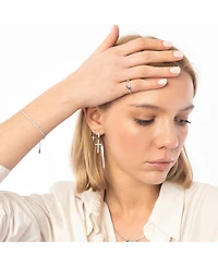 Spero London Bended Sterling Silver Double Gemstone Ring