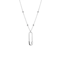 Spero London Sterling Silver Safety Pin Necklace With Beaded Satellite Chain