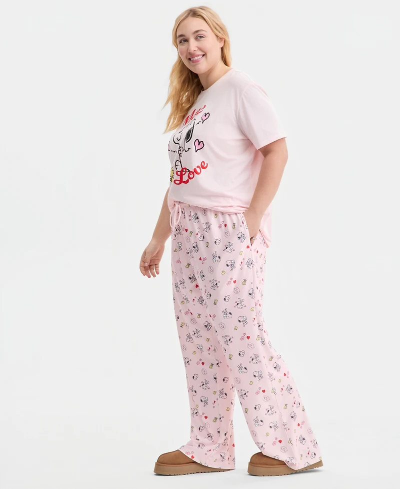 Love Tribe Trendy Plus Snoopy Valentine Printed Drawstring Pants