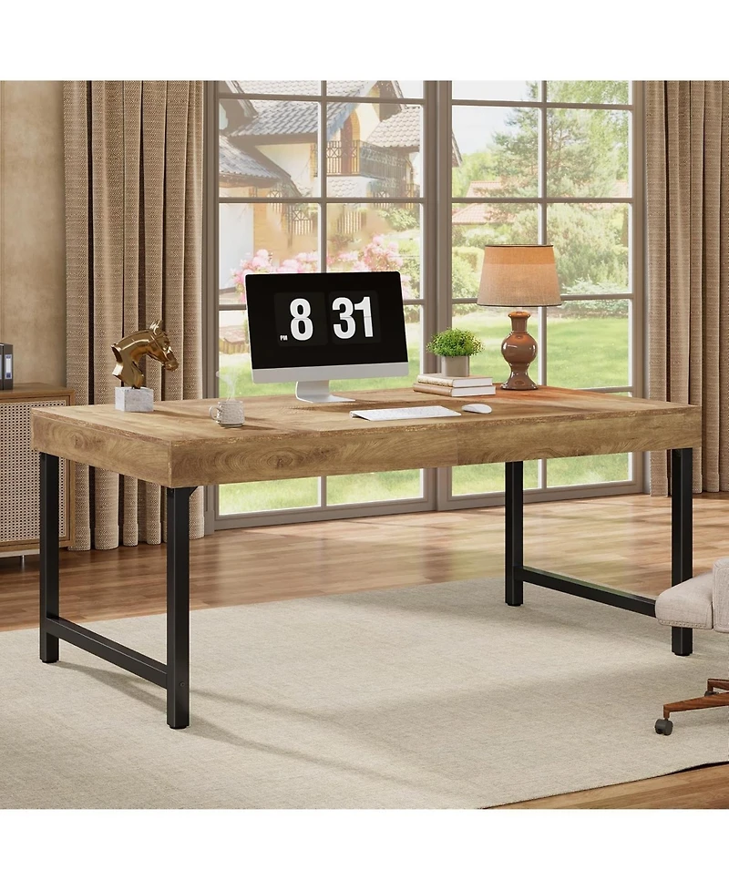 Tribesigns 55" Industrial Executive Desk, Rustic Simple Computer Laptop Desk, Study Writing Table Business Workstation