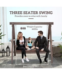 Outsunny 3 Seat Porch Swing with Sd and Side Tables,