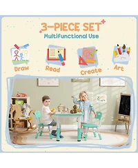Qaba 3 Piece Height Adjustable Kids Table and Chairs for Daycare,
