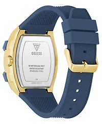 Guess Men's Gold-Tone Indigo Silicone Multi-Function Watch, 44mm