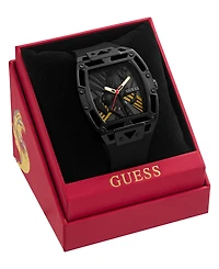 Guess Men's Black Silicone Analog Watch, 44mm