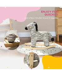 Qaba Kids Rocking Horse, Zebra Shaped Ride on Horse with Realistic Sound
