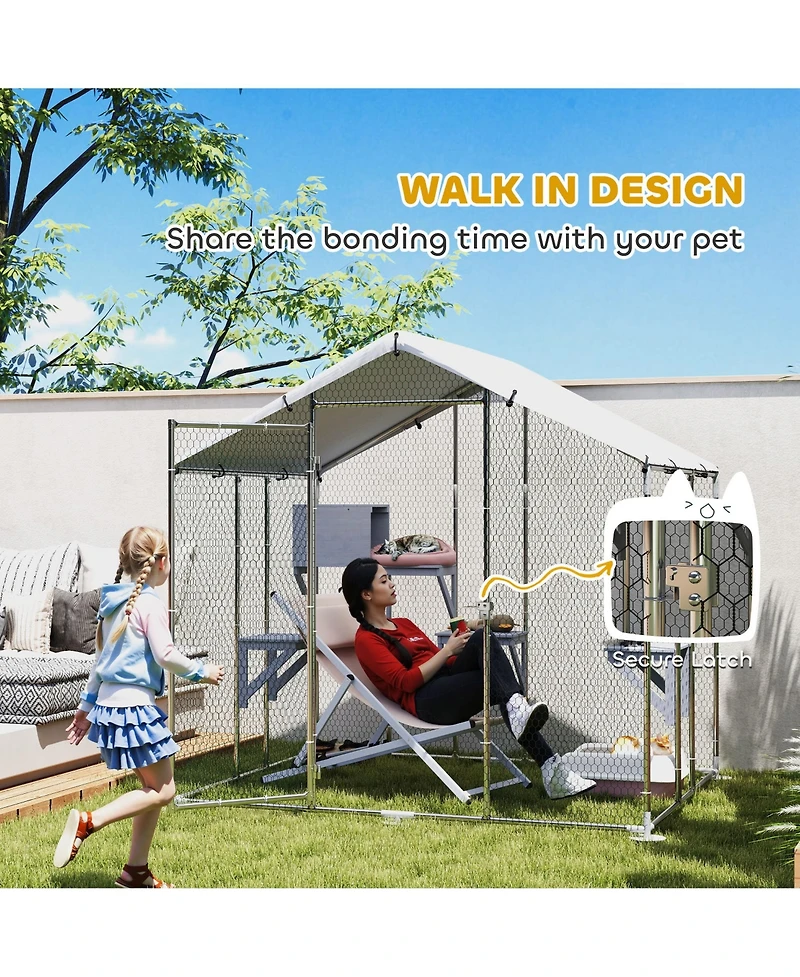 PawHut 94.5" Extra Large Catio, Outdoor Cat Enclosure with Waterproof Cover