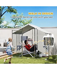 PawHut 94.5" Extra Large Catio, Outdoor Cat Enclosure with Waterproof Cover