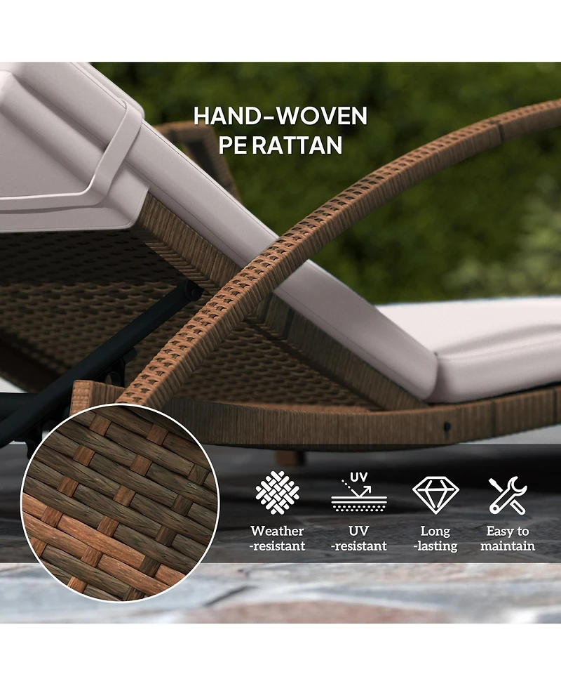 Outsunny Wicker Outdoor Chaise Lounge Chair Set, 5 Adjustable Back,