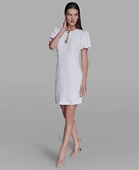 Karl Lagerfeld Paris Women's Puff-Sleeve Floral Dress