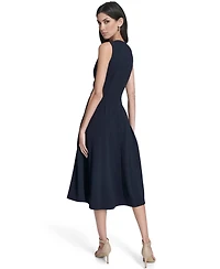 Calvin Klein Women's Pleat Detail Crewneck Midi Dress