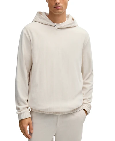 Boss by Hugo Men's Press-Stud Hood Cotton-Corduroy Hoodie