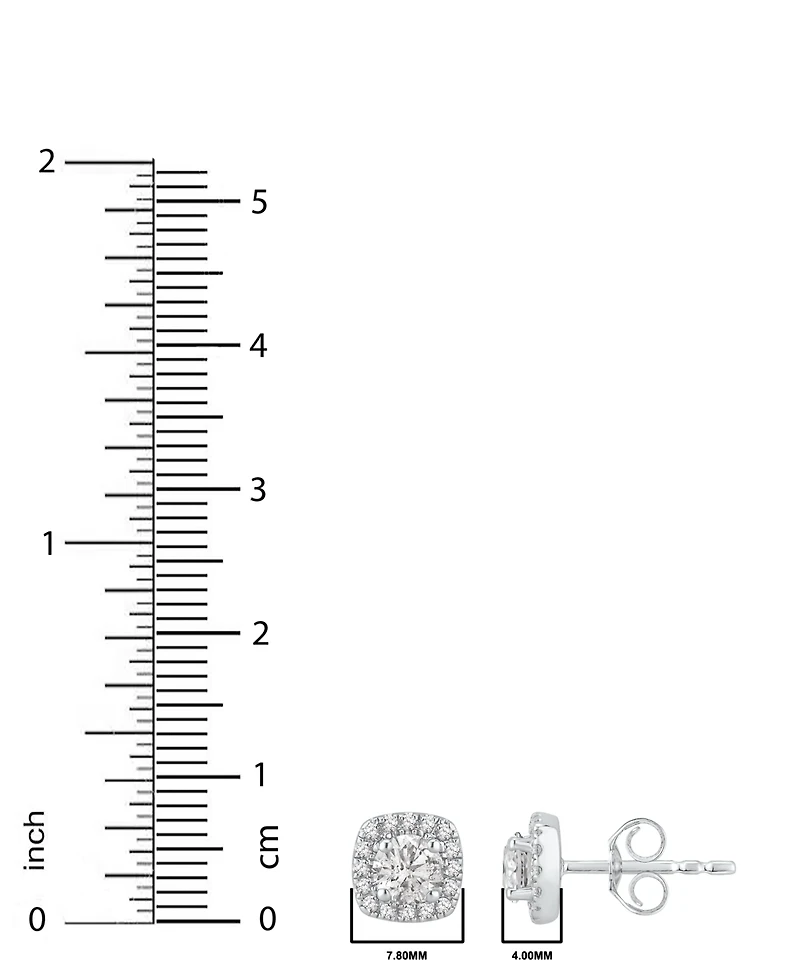 Macy's Diamond Halo Stud Earrings (1 ct. t.w.) in 14k White Gold