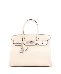 Pre-Owned Hermes Birkin 30 Handbag Light Clemence with Palladium Hardware