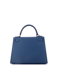 Pre-Owned Hermes Kelly 28 Handbag Blue Madame with Palladium Hardware