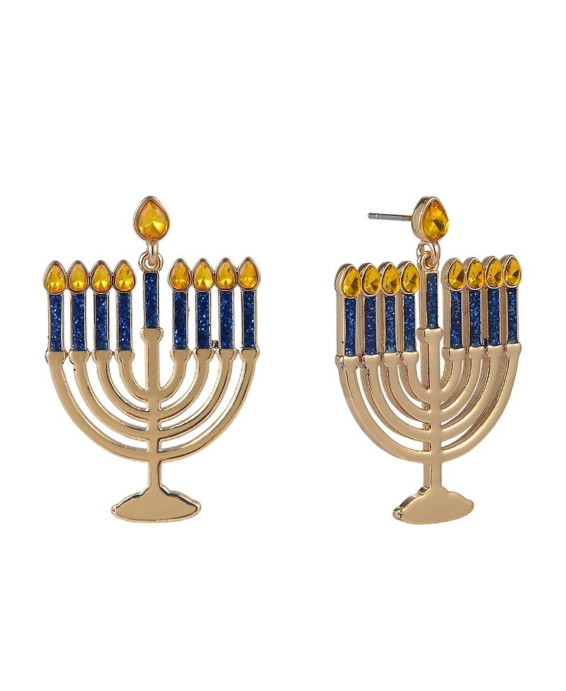 Hallmark Menorah Post Earrings