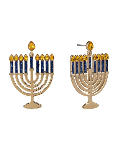 Hallmark Menorah Post Earrings