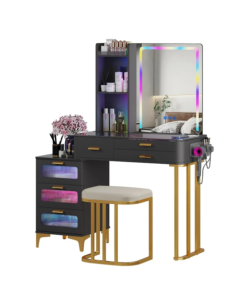 Vlsrka Vanity Makeup Desk with Mirror and Lights