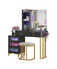 Vlsrka Vanity Makeup Desk with Mirror and Lights