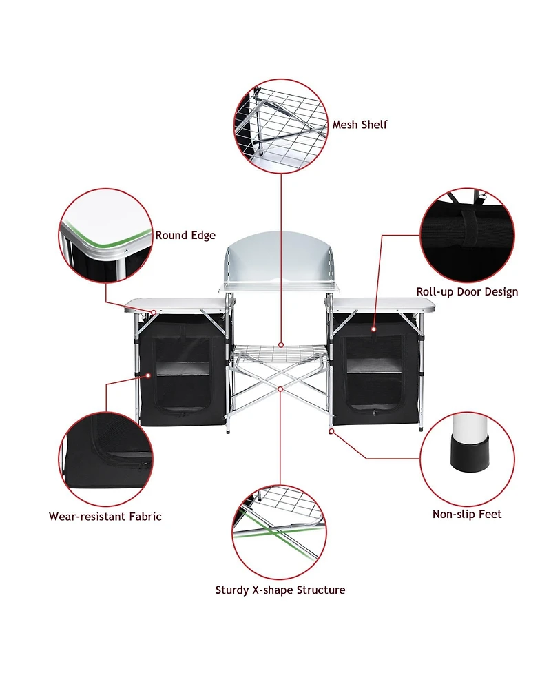 Sugift Folding Camping Table with Storage Organizer