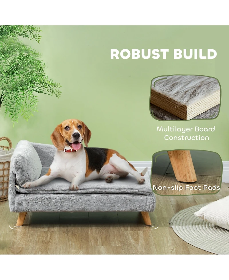 PawHut Dog & Cat Couch with Foam Cushion, Soft Pillow for M Dogs, Light