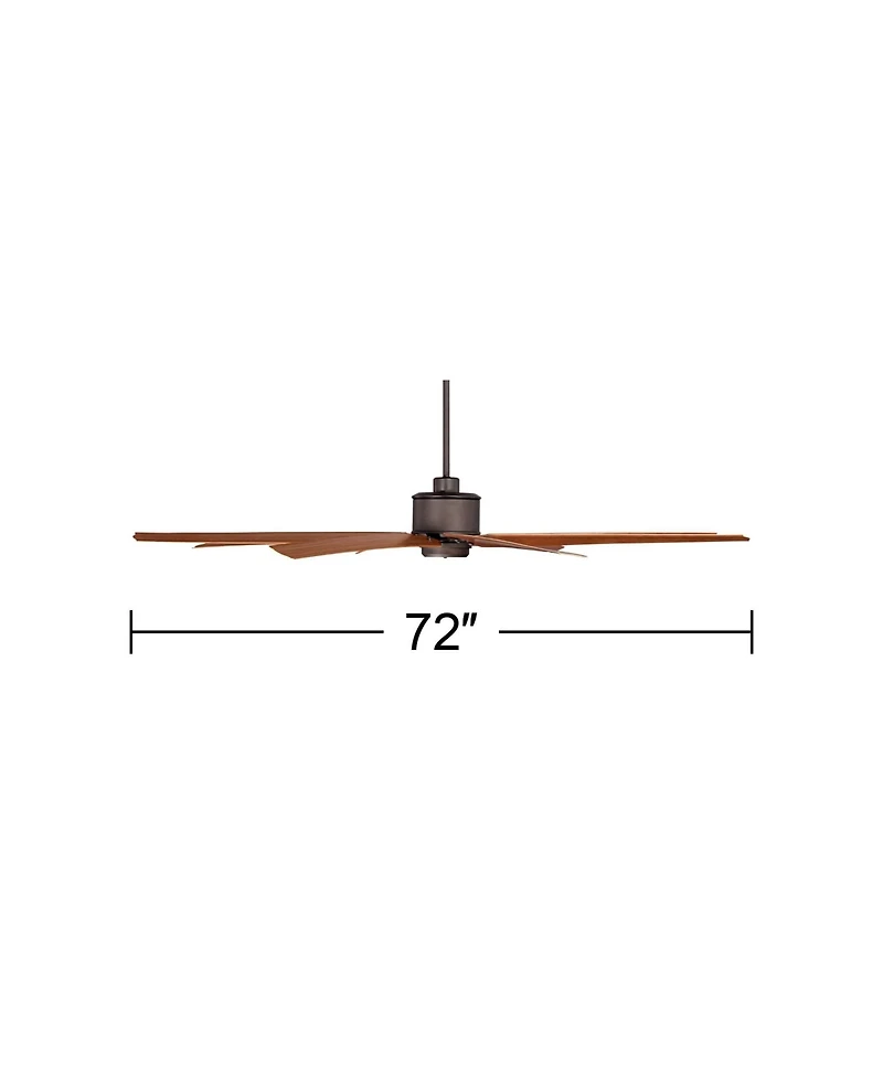 Casa Vieja 72" Predator Industrial Rustic Farmhouse Indoor Outdoor Ceiling Fan with Remote Control English Bronze Cherry Damp Rated for Patio Exterior