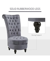 Homcom Retro Button-Tufted Royal Design High Back Armless Chair w/Thick Padding