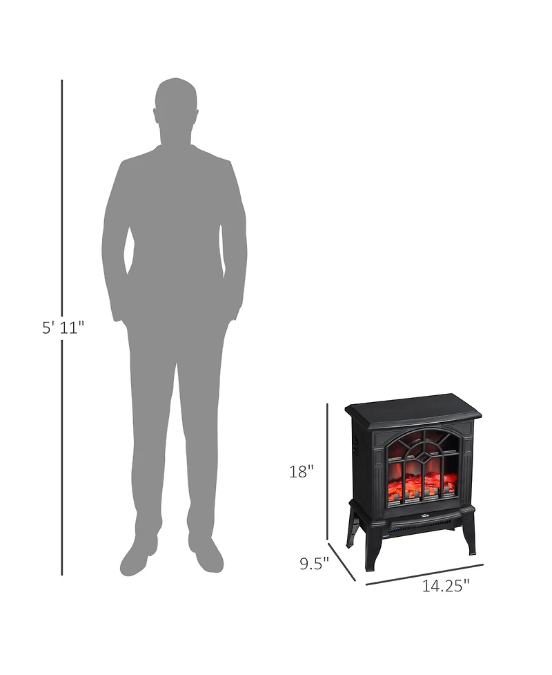 Homcom Freestanding Indoor Electric Heater w/Realistic Flame & 2 Heat Settings