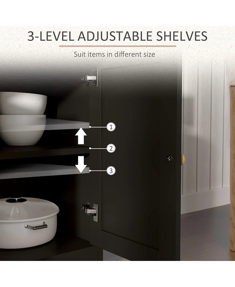 Homcom Kitchen Storage Sideboard, Buffet Cabinet with Barn Doors,