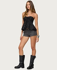 Edikted Women's Izzey Polka Dot Strapless Babydoll Top