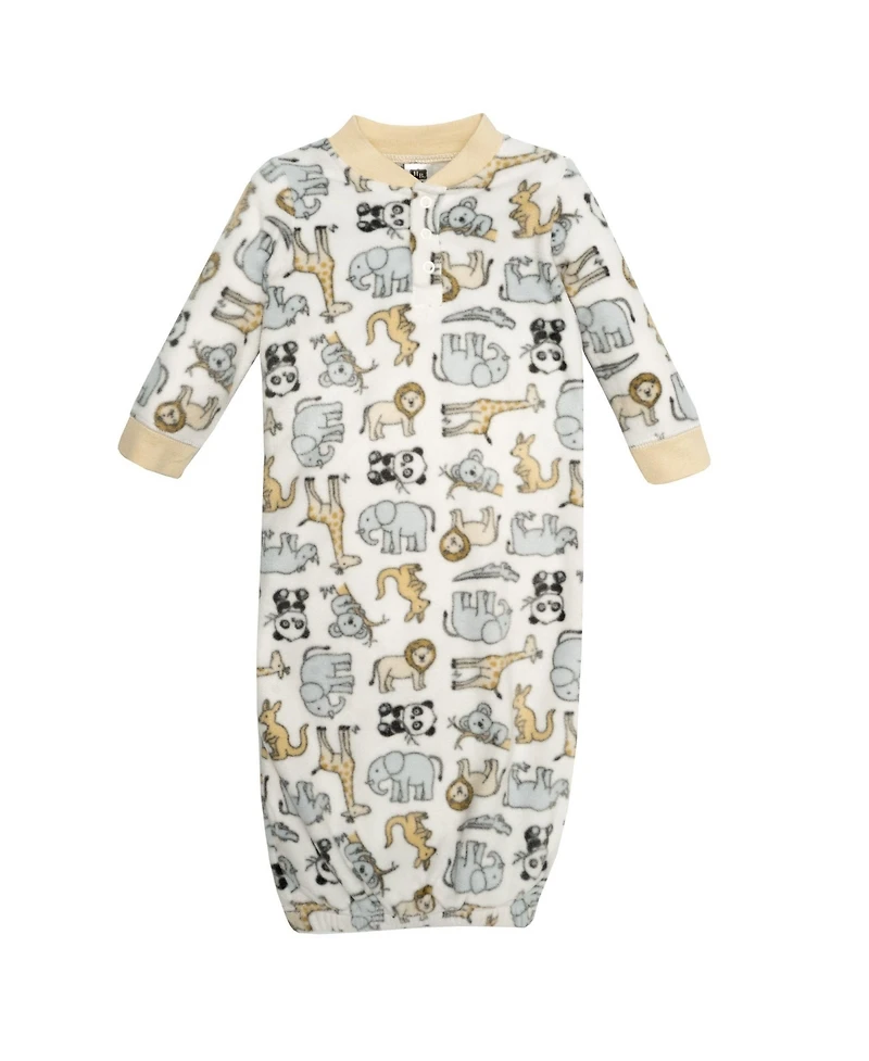Hudson Baby Baby Boys Hudson Fleece Gowns, Kangaroo Neutral, 0-6 Months