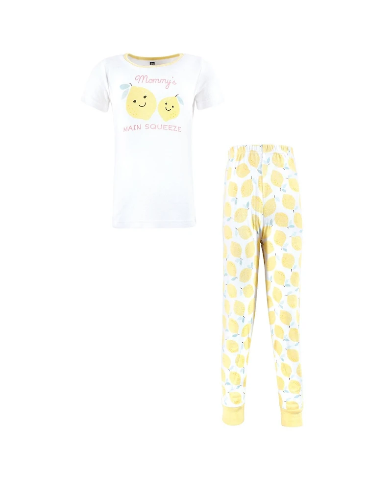Hudson Baby Infant Girls Cotton Pajama Set, Mint Lemon, 6 Years