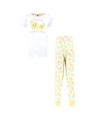 Hudson Baby Infant Girls Cotton Pajama Set, Mint Lemon, 6 Years