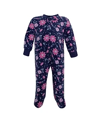 Hudson Baby Girls Fleece Sleep and Play, Botanical , 0-3 Months
