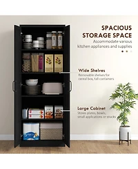 Homcom 63" Kitchen Pantry, Storage Cabinet with 2 Doors