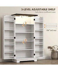 Homcom Kitchen Pantry Cabinet with Sensing Led Light Storage Cabinet