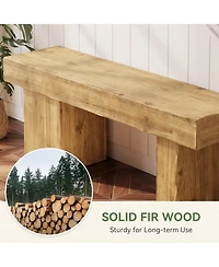 Tribesigns Solid Wood Bench, 47” Farmhouse Entryway Bench with Thickened Seat & Artistic Legs, Indoor Bench