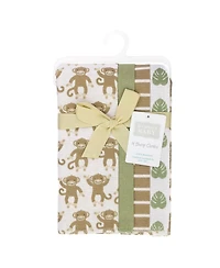 Hudson Baby Infant Boys Cotton Flannel Burp Cloths -Pack, Monkey