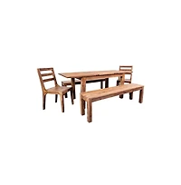 Porter Designs Urban Solid Sheesham Wood Dining Bench, Natural