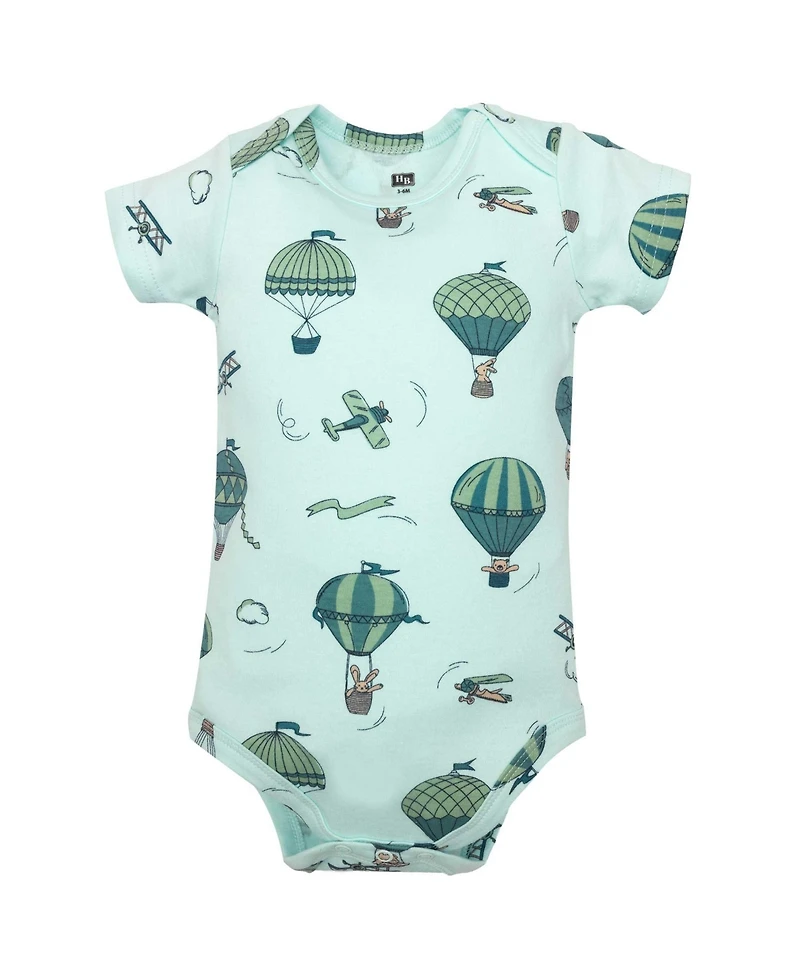 Hudson Baby Boys Cotton Layette Set, Teal Hot Air Balloon, 9-12 Months
