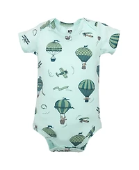 Hudson Baby Boys Cotton Layette Set, Teal Hot Air Balloon, 9-12 Months