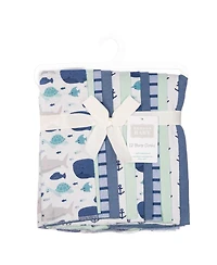 Hudson Baby Cotton Flannel Burp Cloths 12-Pack Bundle, Sea Friends, One Size