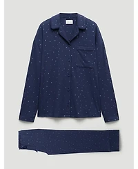 Hush Women's Ribbed Modal Star Printed Pyjamas