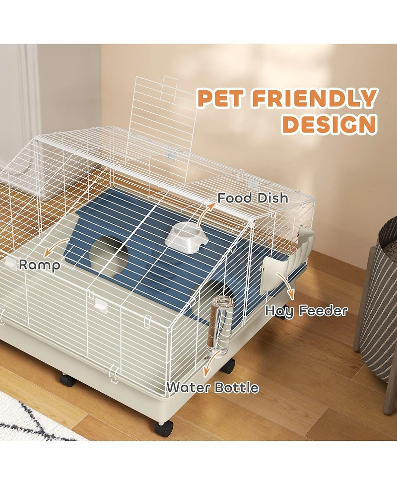 PawHut Rolling Small Animal Cage for Rabbits, Hedgehogs, Guinea Pigs,