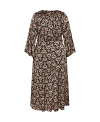 City Chic Women's Tie Front Fan Maxi Dress