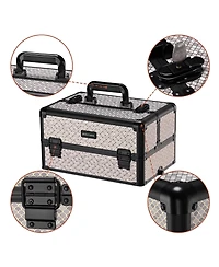 Byootique Rolling Makeup Train Case 4in1 Professional Travel Art Deco Graphite