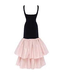 Milla Women's Black Fitted Maxi Dress With Puffy Tiered Skirt