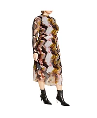 City Chic Women's Plus Mesh Miranda Print Dress