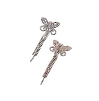 Women's The Bijou-Papillon Drop Earrings - Crystal Silver
