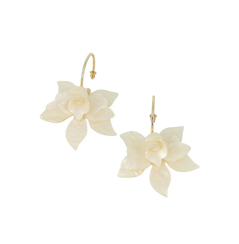 Women's The La-Flora Hoop Earrings - Ivory White & California Gold