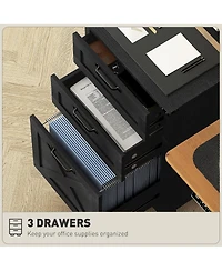 Homcom 3 Drawer File Cabinet, Filing Cabinet for A4 or Letter Size